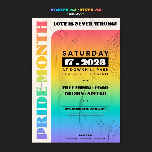 Free PSD pride month celebration poster template