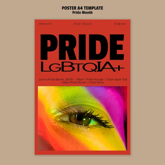 Free PSD pride month celebration poster template