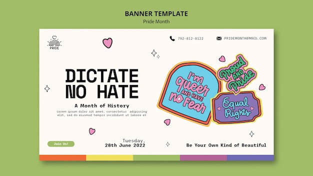 Free PSD pride month horizontal banner template