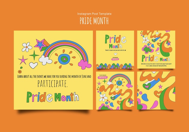 Free PSD pride month instagram posts