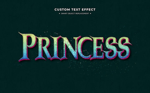 Free PSD princess movie and video game 3d text style effect