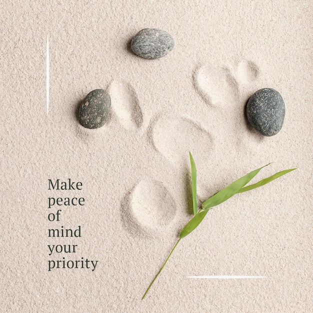 Free PSD prioritize peace wellness template psd minimal social media post