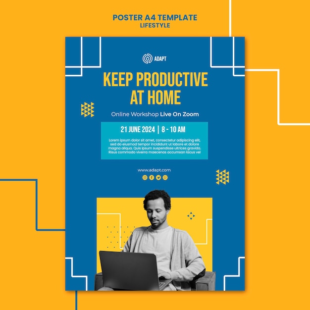 Free PSD productive at home poster template