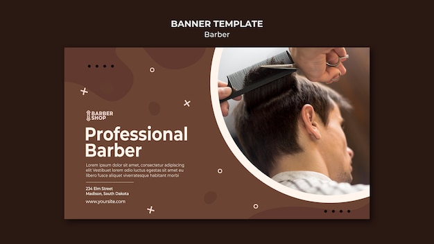 Free PSD professional barber client at the barber shop banner