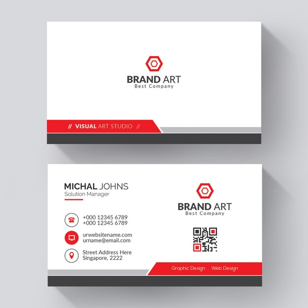 Professional business card with red details