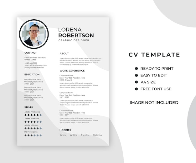 Professional minimal and modern resume or cv template