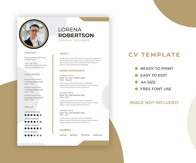 Free PSD professional minimal and modern resume or cv template