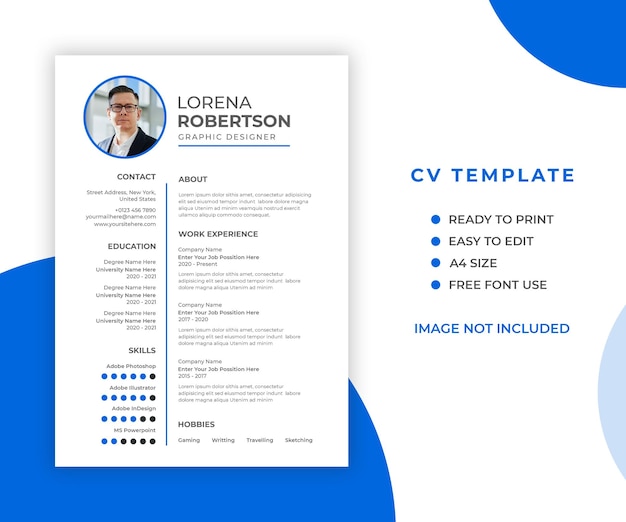 Professional minimal and modern resume or cv template