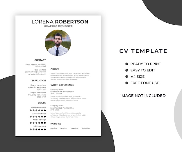 Professional minimal and modern resume or cv template