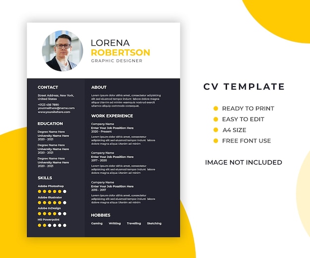 Professional minimal and modern resume or cv template