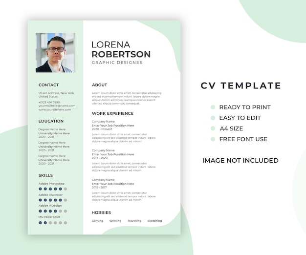 Free PSD professional minimal and modern resume or cv template