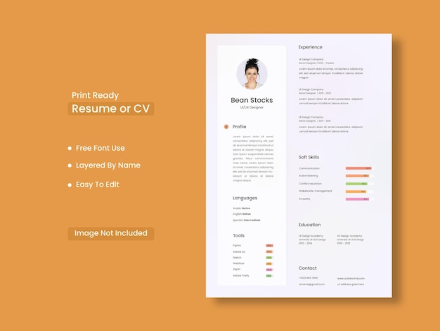 Professional modern and minimal resume or cv template