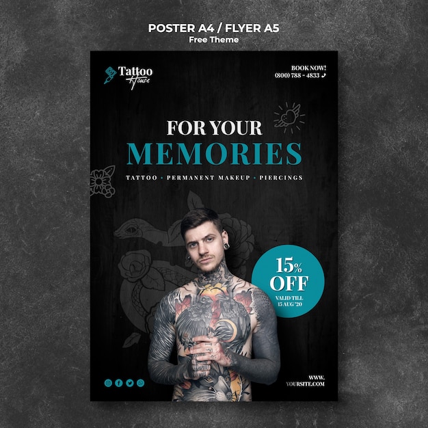 Free PSD professional tattoo studio flyer template