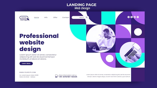 Free PSD professional website design landing page template