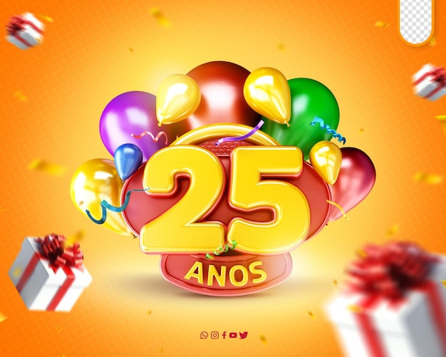 Free PSD promotional logo 25th anniversary celebration inauguration 25th anniversary