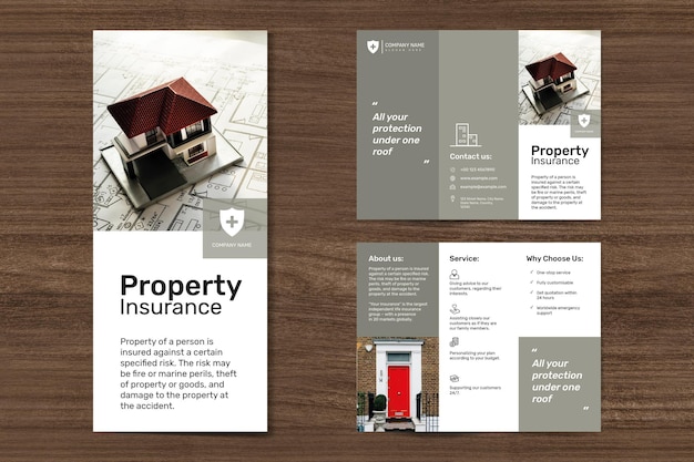 Free PSD property insurance template psd with editable text set