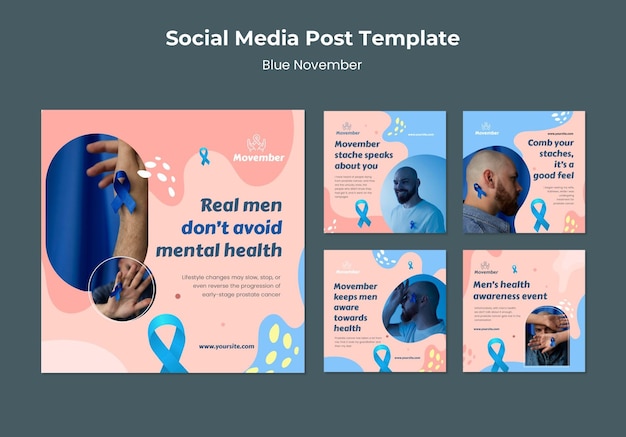 Prostate cancer awareness instagram posts set