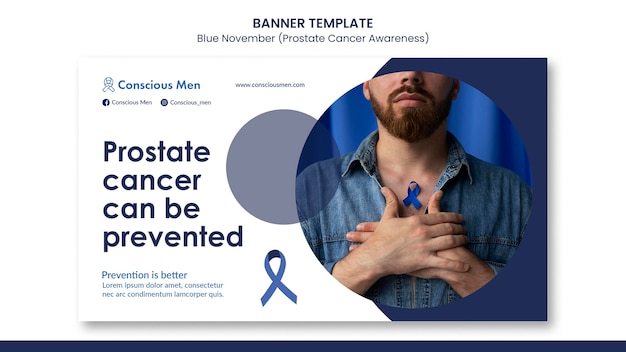 Prostate cancer awareness landing page template with blue details