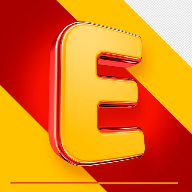 Free PSD psd 3d alphabet letter e isolated with red and yellow for compositions