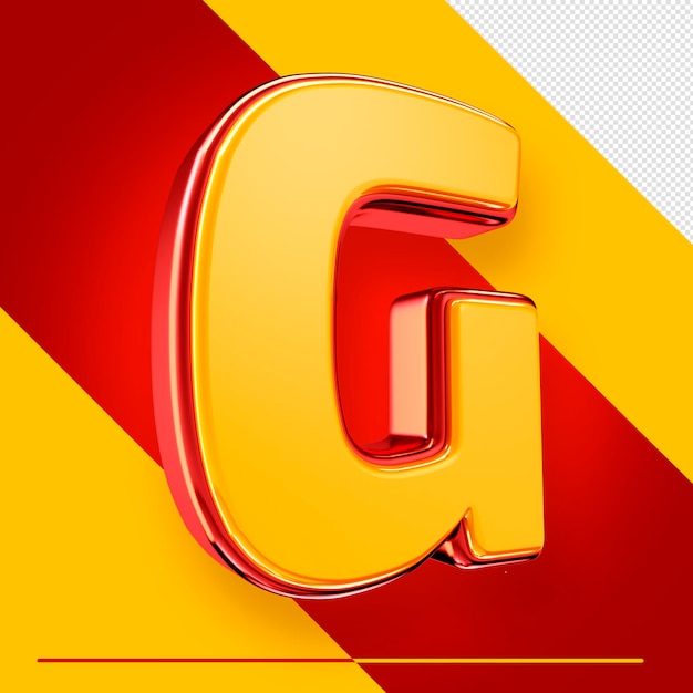 Free PSD psd 3d alphabet letter g isolated with red and yellow for compositions