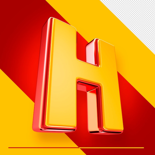 Free PSD psd 3d alphabet letter h isolated with red and yellow for compositions