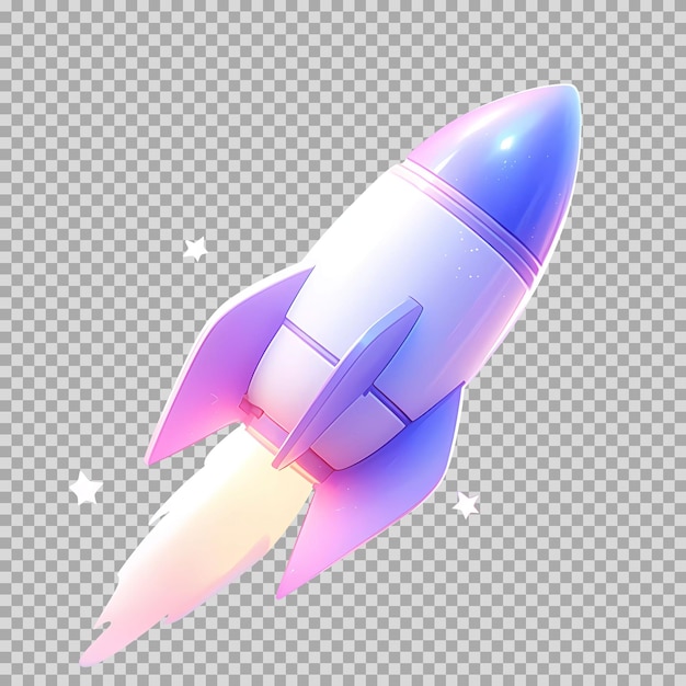 psd 3d render rocket ioslated on background