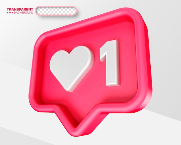 Free PSD psd 3d render social media heart icon isolated