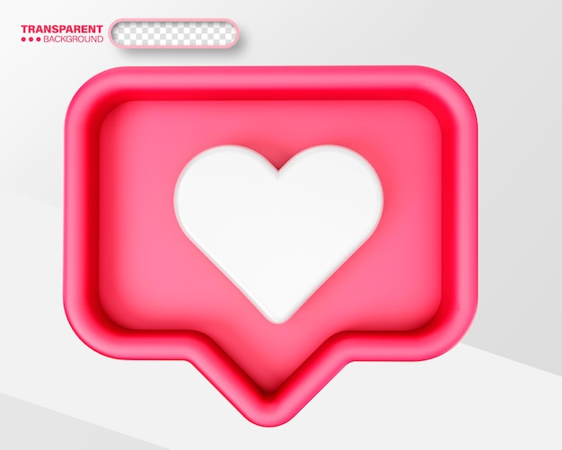 Free PSD psd 3d render social media heart icon isolated