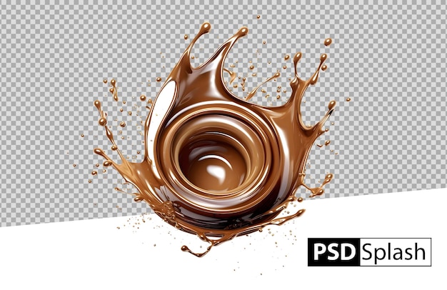 Free PSD psd chocolate round swirl splash and drops isolated on background