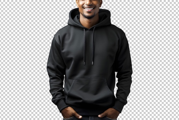 psd model wearing black hoody sweatshirt