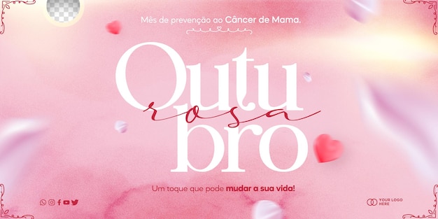 Psd social media template pink october campaign breast cancer prevention outubro rosa in brazil