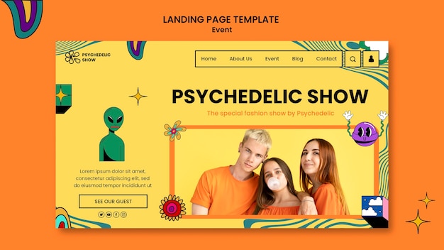 Psychedelic show landing page template