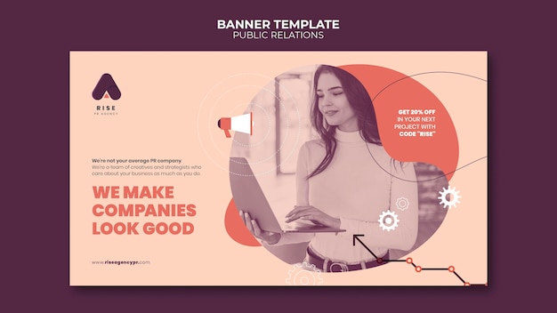 Free PSD public relations banner template with photo