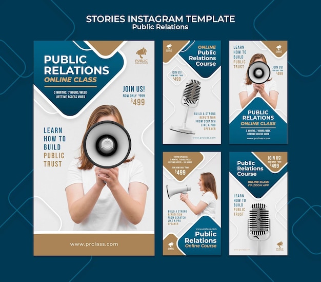 Free PSD public relations instagram stories set