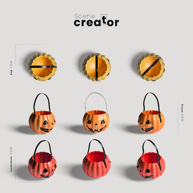 Pumpkin bag variety of angles halloween scene creator