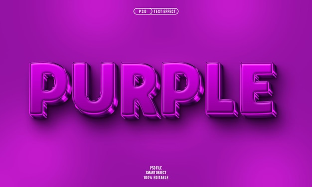 Free PSD purple 3d editable text effect