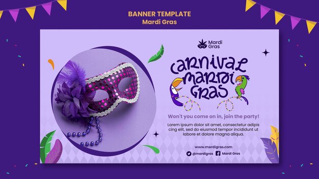 Purple mardi gras banner template