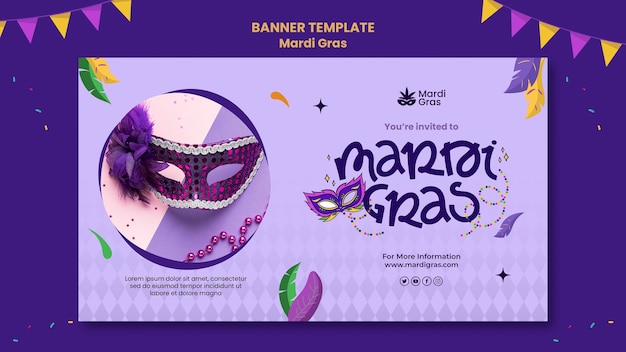 Purple mardi gras banner template