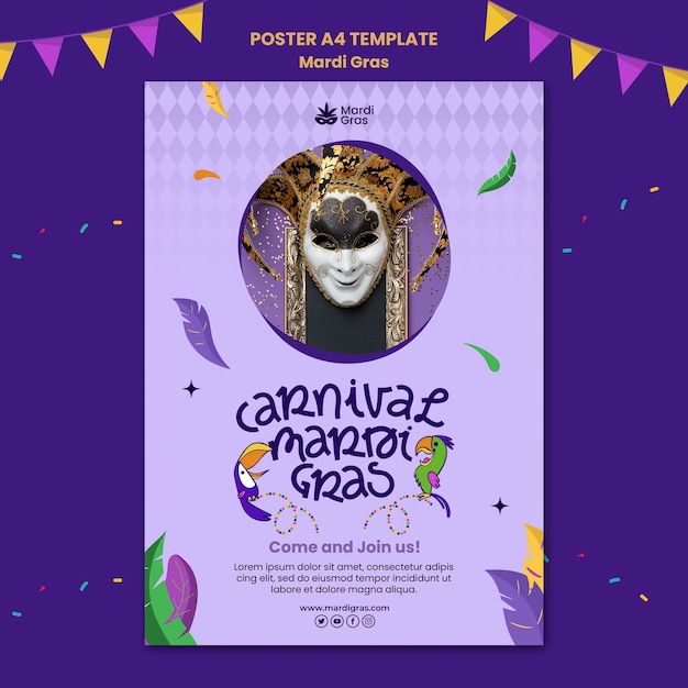 Purple mardi gras print template