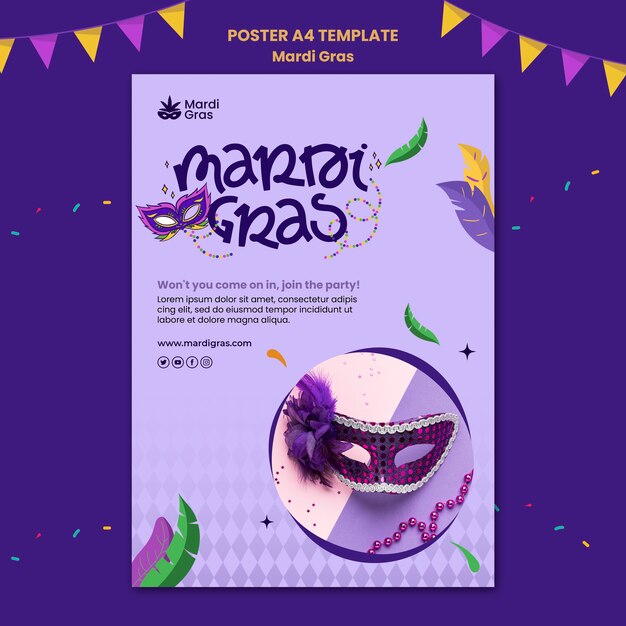 Purple mardi gras print template