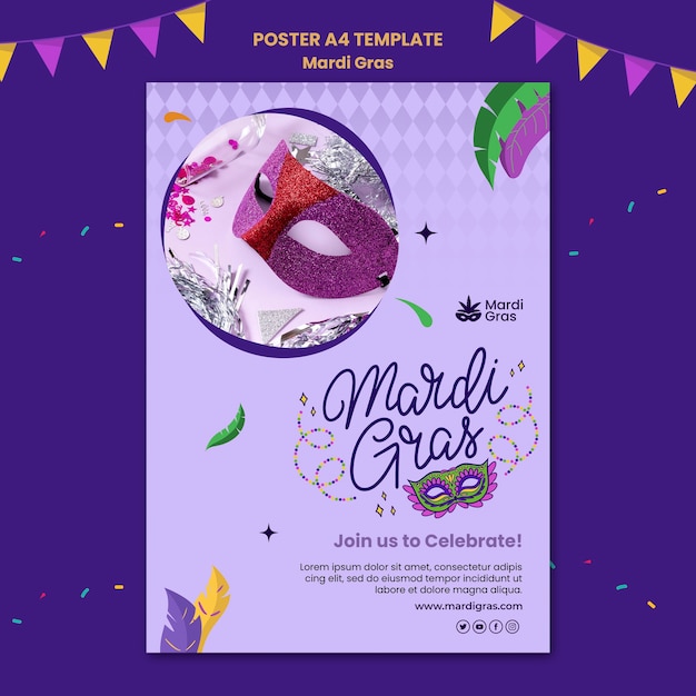 Purple mardi gras print template