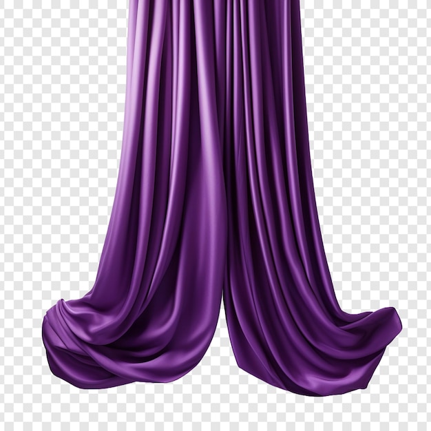 Free PSD purple silk curtain alone isolated on transparent background