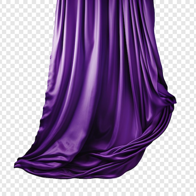 Free PSD purple silk curtain alone isolated on transparent background