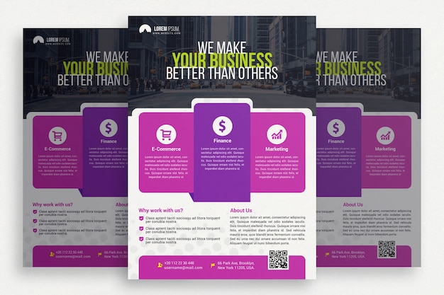 Purple and white business brochure