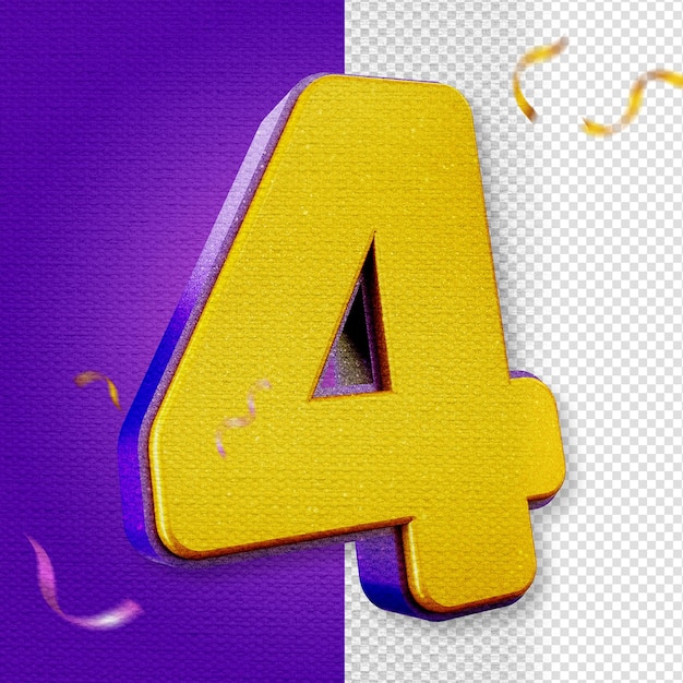 Free PSD purple and yellow 3d alphabet number isolated for compositions