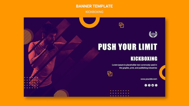 Free PSD push your limit kickboxing banner template