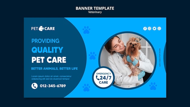 Quality pet care banner web template