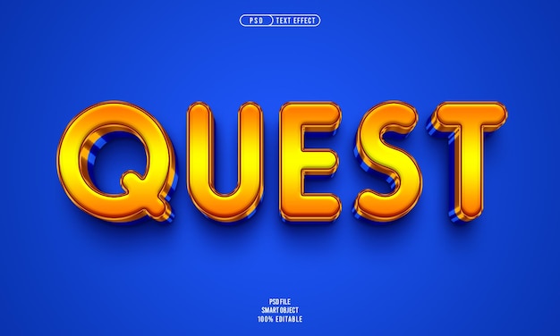 Free PSD quest 3d editable text effect