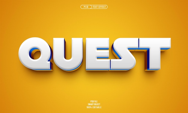 Free PSD quest 3d editable text effect