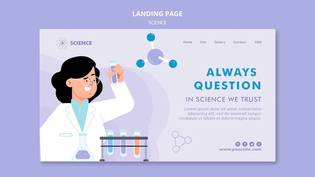 Free PSD question science landing page template